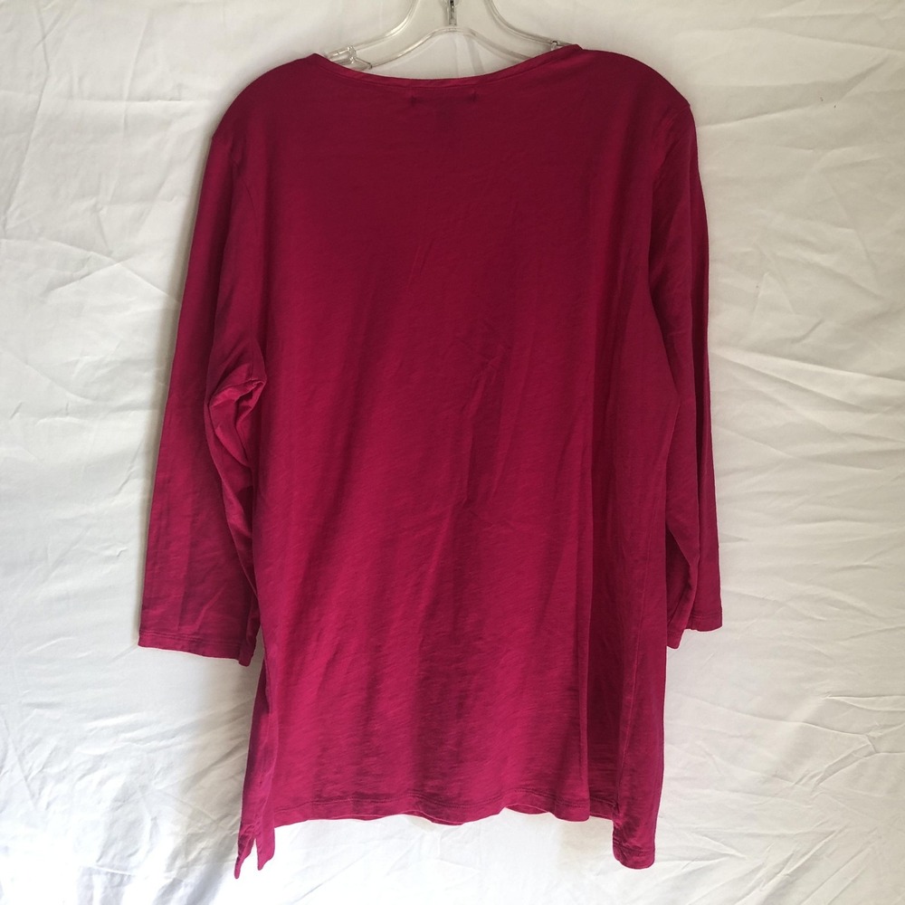 Lauren Ralph Lauren Shirt Womens XL Pink Embroidered V Neck Tunic 3/4 Sleeve - Picture 5 of 9